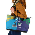 Custom Warriors-Titans Leather Tote Bag Together Sporty Style