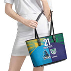 Custom Warriors-Titans Leather Tote Bag Together Sporty Style