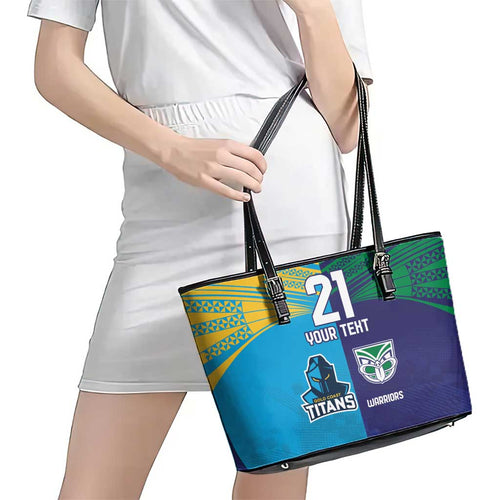 Custom Warriors-Titans Leather Tote Bag Together Sporty Style