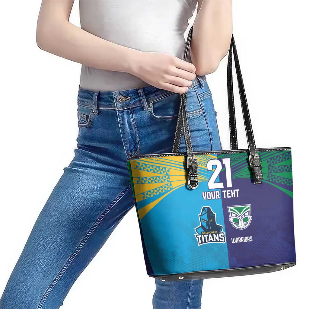 Custom Warriors-Titans Leather Tote Bag Together Sporty Style