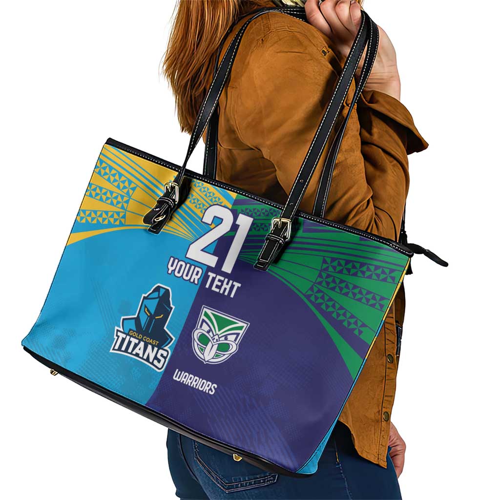 Custom Warriors-Titans Leather Tote Bag Together Sporty Style