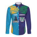 Custom Warriors-Titans Long Sleeve Button Shirt Together Sporty Style