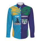 Custom Warriors-Titans Long Sleeve Button Shirt Together Sporty Style