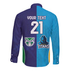 Custom Warriors-Titans Long Sleeve Button Shirt Together Sporty Style