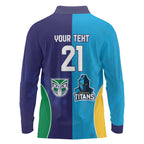 Custom Warriors-Titans Long Sleeve Polo Shirt Together Sporty Style