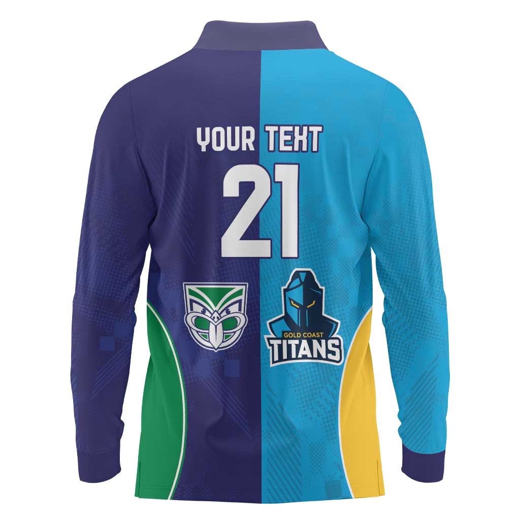 Custom Warriors-Titans Long Sleeve Polo Shirt Together Sporty Style