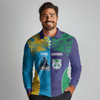 Custom Warriors-Titans Long Sleeve Polo Shirt Together Sporty Style