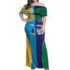 Custom Warriors-Titans Off Shoulder Maxi Dress Together Sporty Style