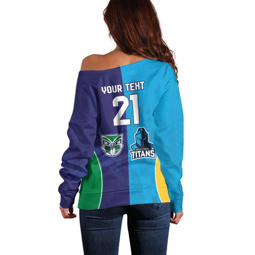 Custom Warriors-Titans Off Shoulder Sweater Together Sporty Style