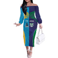 Custom Warriors-Titans Off The Shoulder Long Sleeve Dress Together Sporty Style