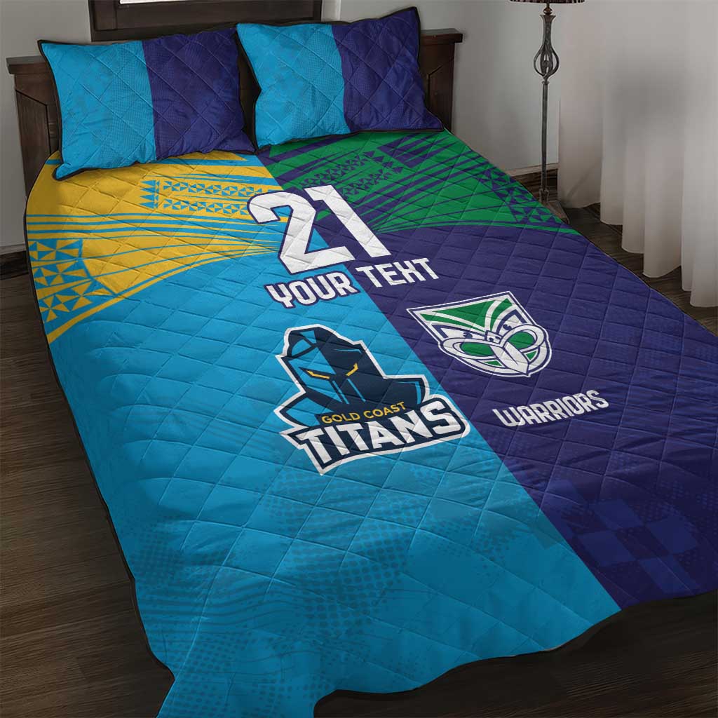 Custom Warriors-Titans Quilt Bed Set Together Sporty Style