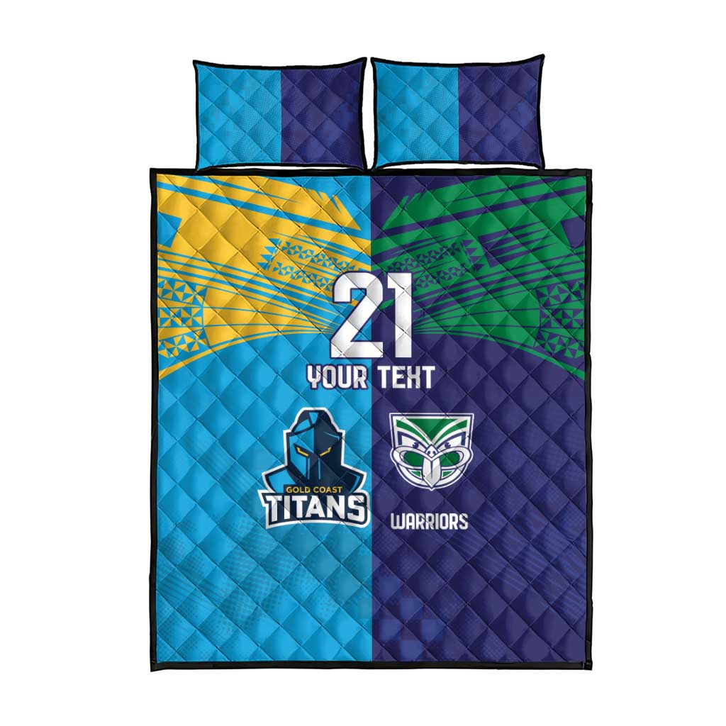Custom Warriors-Titans Quilt Bed Set Together Sporty Style