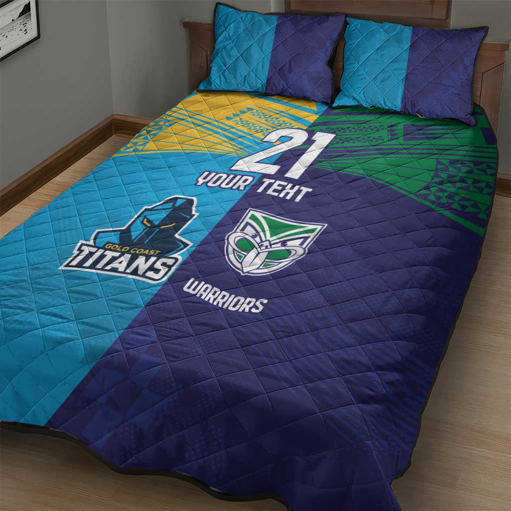 Custom Warriors-Titans Quilt Bed Set Together Sporty Style