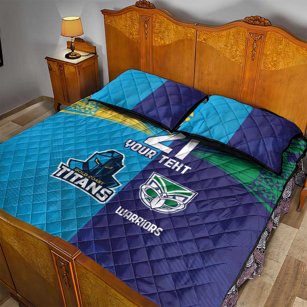 Custom Warriors-Titans Quilt Bed Set Together Sporty Style