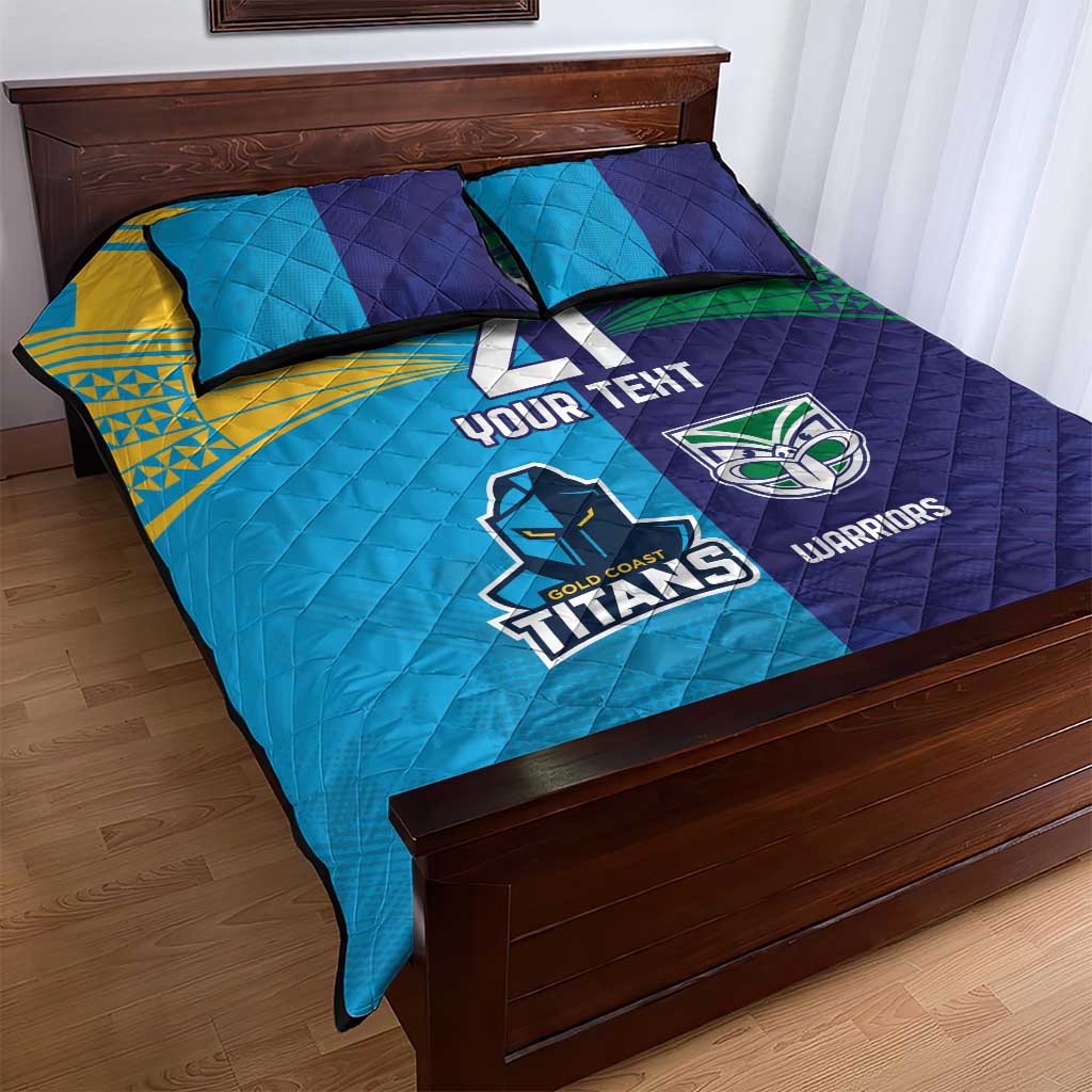 Custom Warriors-Titans Quilt Bed Set Together Sporty Style