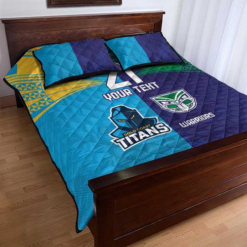 Custom Warriors-Titans Quilt Bed Set Together Sporty Style