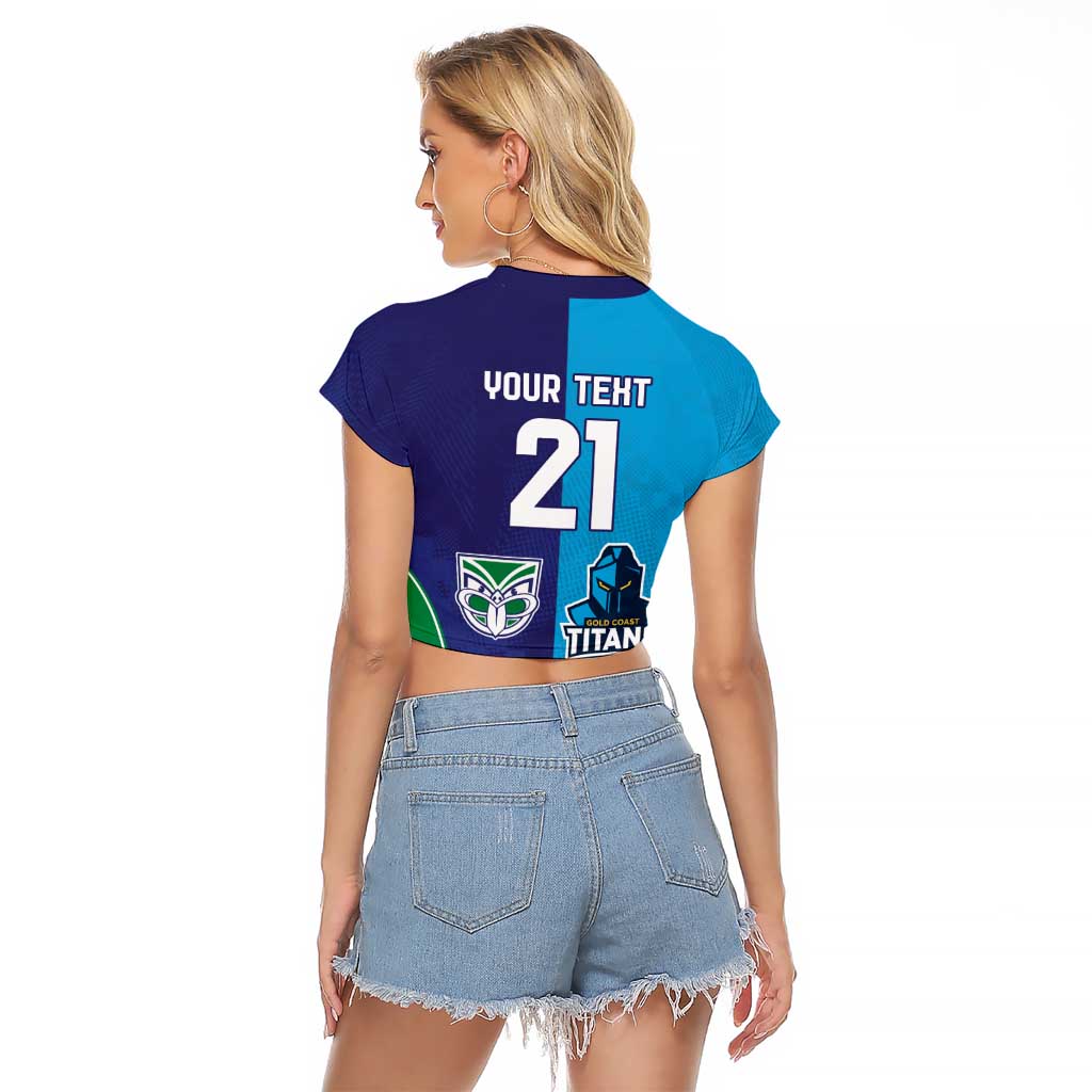 Custom Warriors-Titans Raglan Cropped T Shirt Together Sporty Style