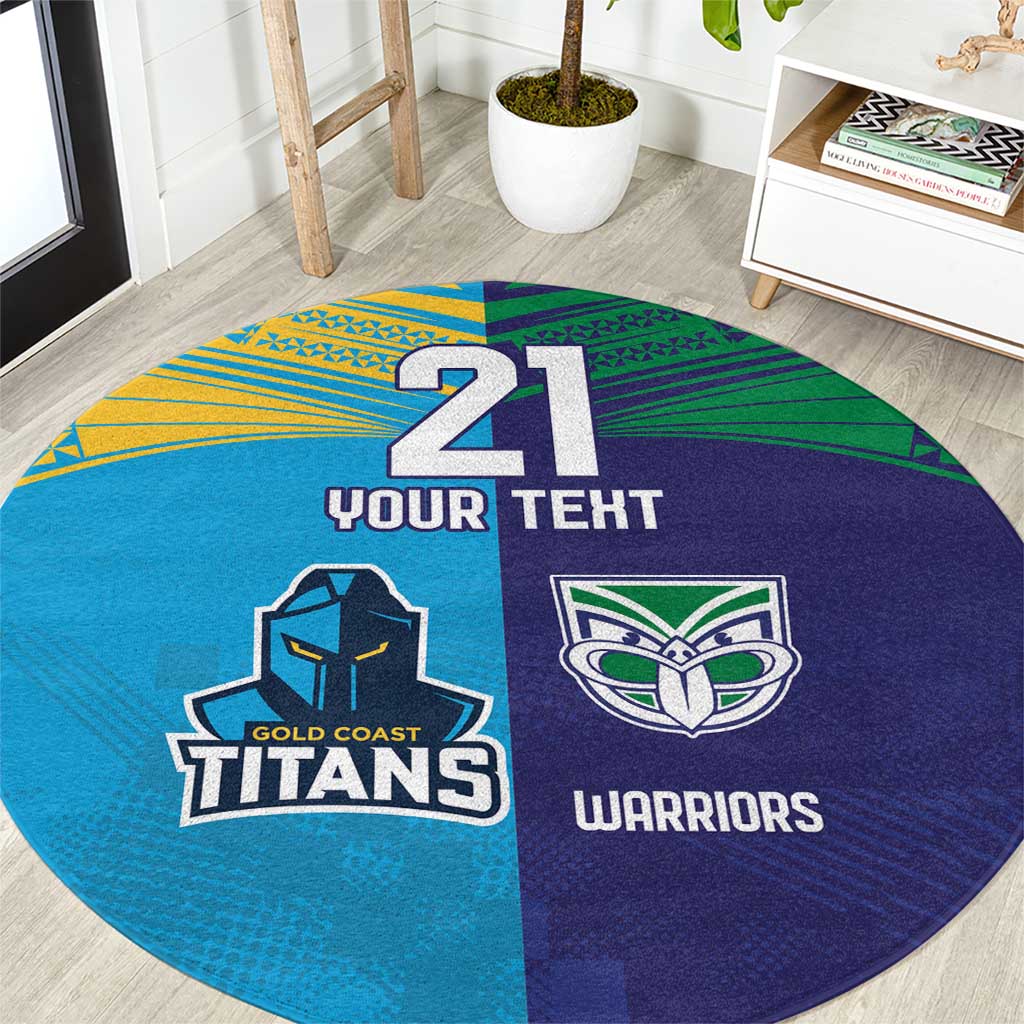 Custom Warriors-Titans Round Carpet Together Sporty Style