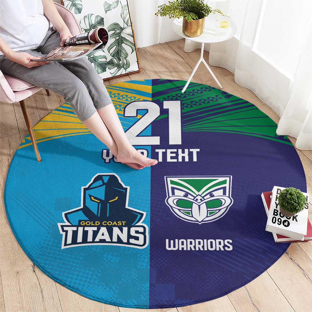 Custom Warriors-Titans Round Carpet Together Sporty Style