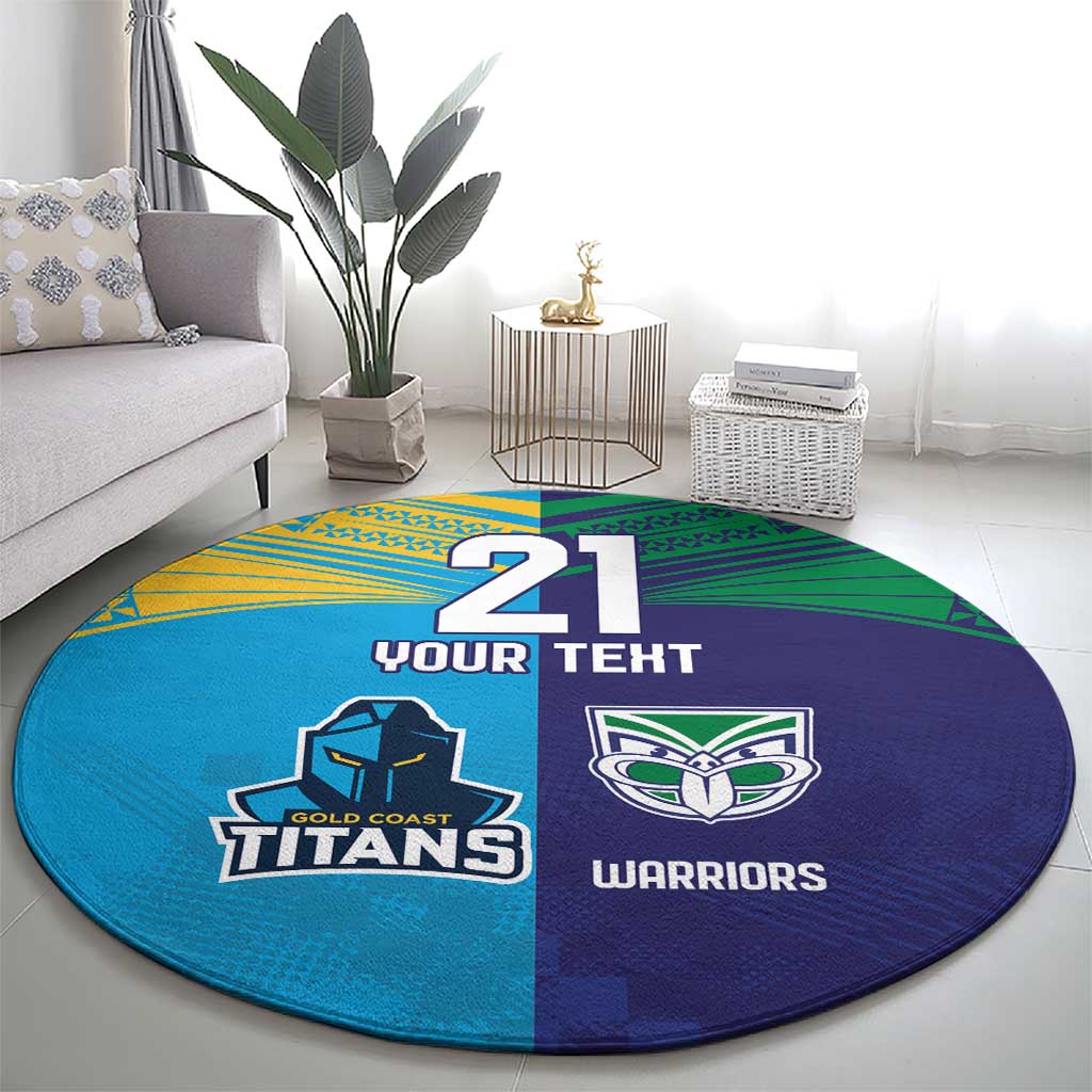 Custom Warriors-Titans Round Carpet Together Sporty Style