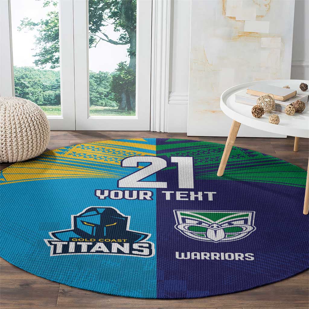 Custom Warriors-Titans Round Carpet Together Sporty Style