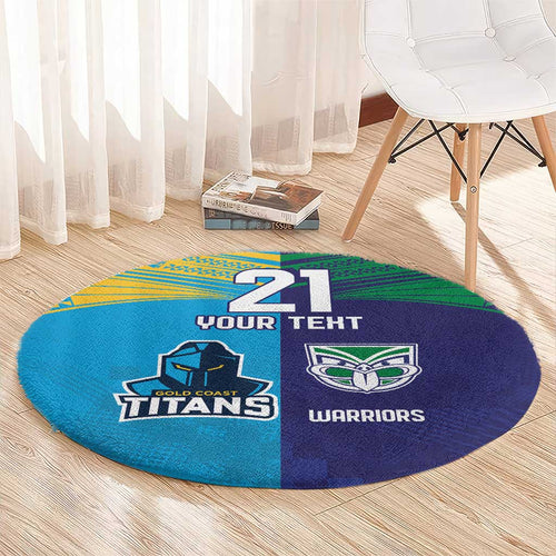 Custom Warriors-Titans Round Carpet Together Sporty Style