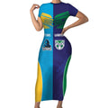 Custom Warriors-Titans Short Sleeve Bodycon Dress Together Sporty Style