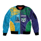 Custom Warriors-Titans Sleeve Zip Bomber Jacket Together Sporty Style