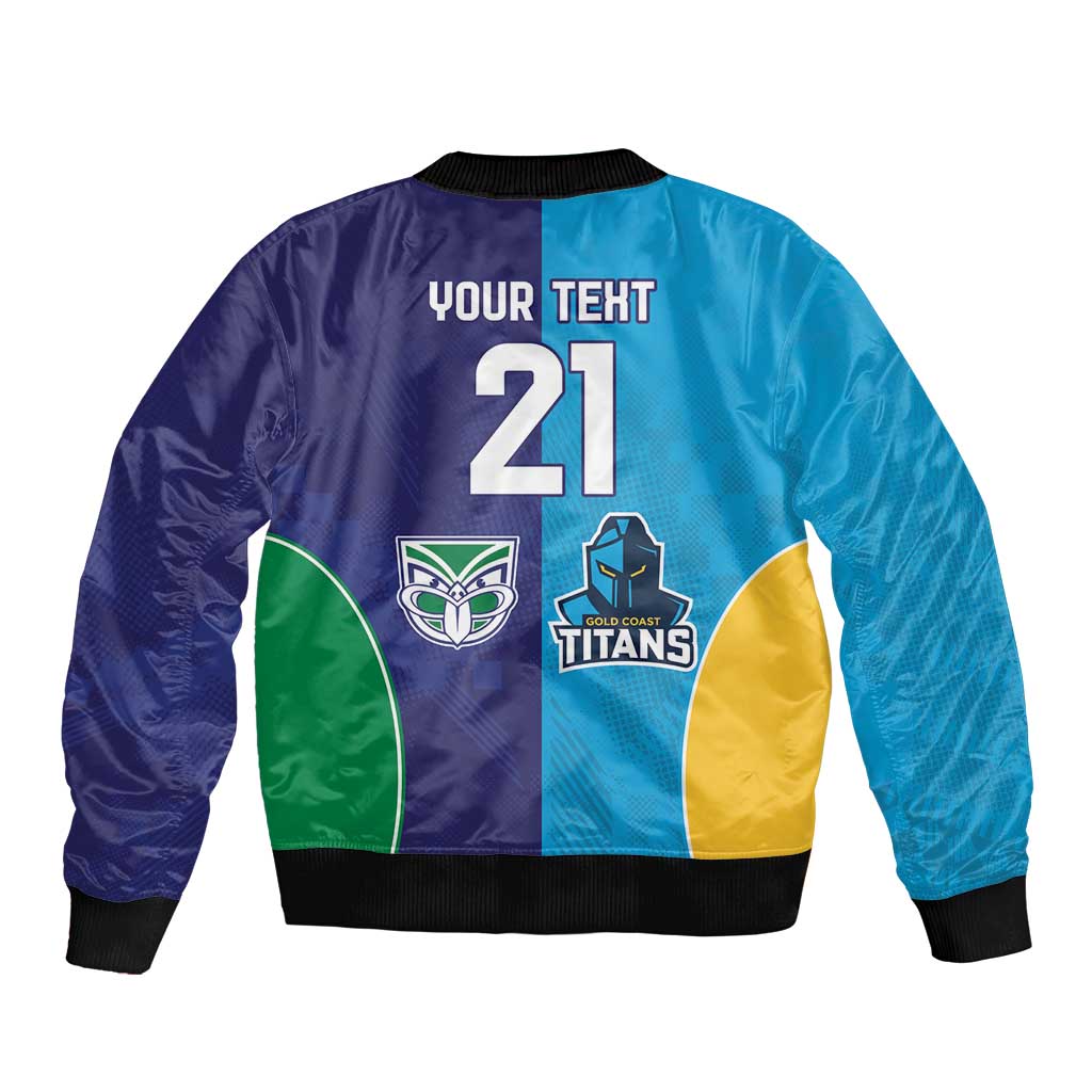 Custom Warriors-Titans Sleeve Zip Bomber Jacket Together Sporty Style
