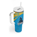 Custom Warriors-Titans Tumbler With Handle Together Sporty Style