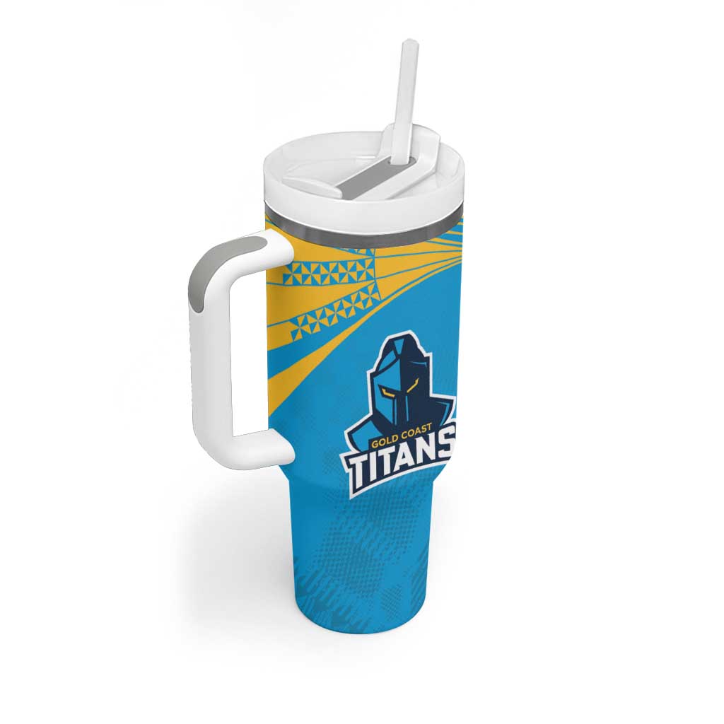 Custom Warriors-Titans Tumbler With Handle Together Sporty Style
