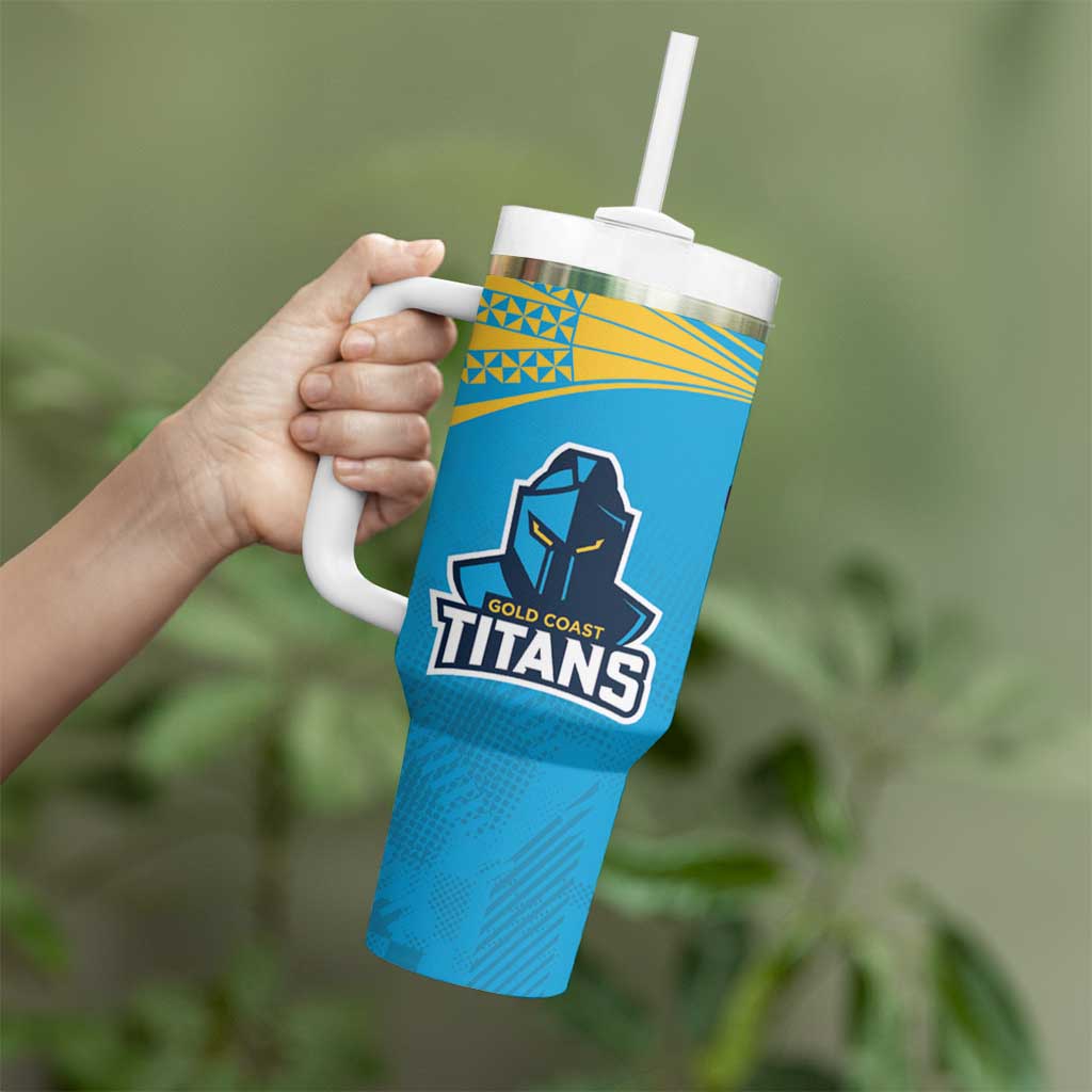 Custom Warriors-Titans Tumbler With Handle Together Sporty Style