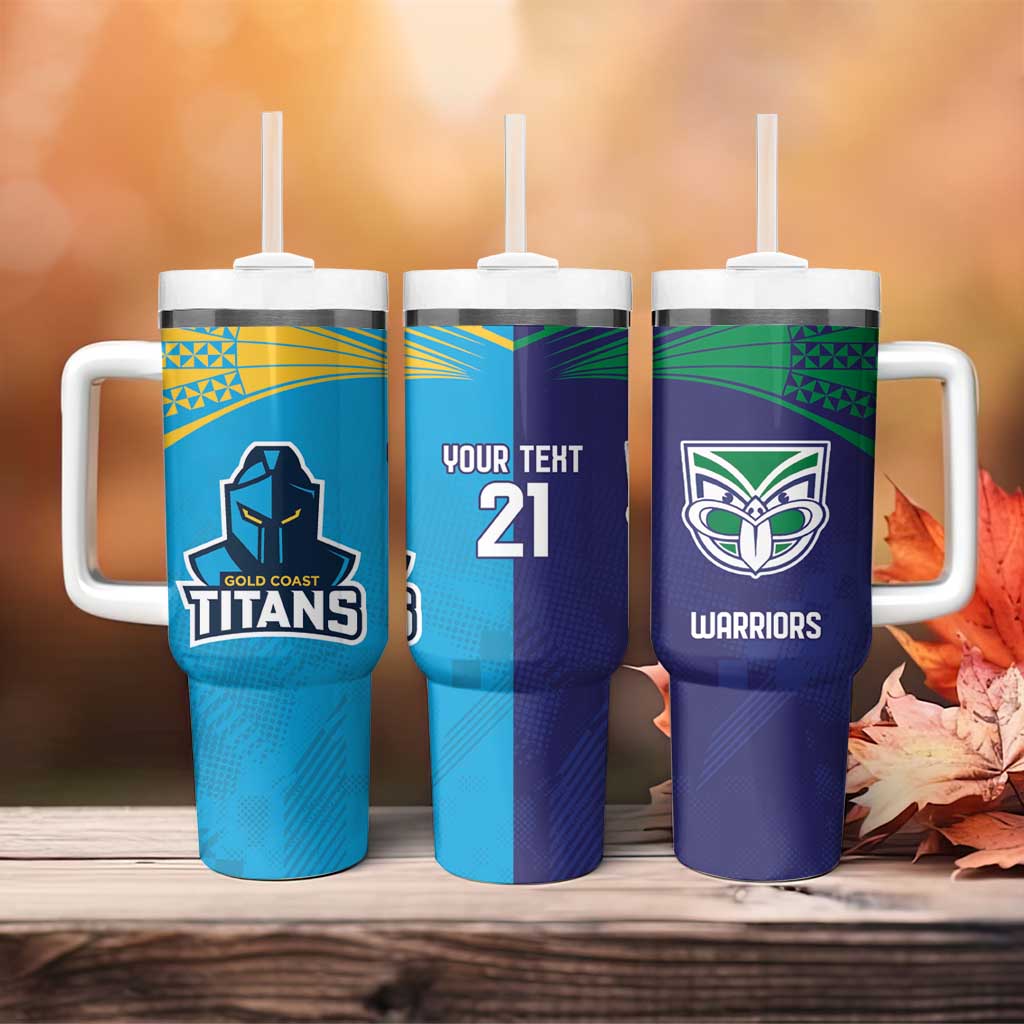 Custom Warriors-Titans Tumbler With Handle Together Sporty Style