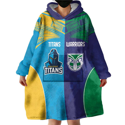 Custom Warriors-Titans Wearable Blanket Hoodie Together Sporty Style