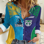 Custom Warriors-Titans Women Casual Shirt Together Sporty Style