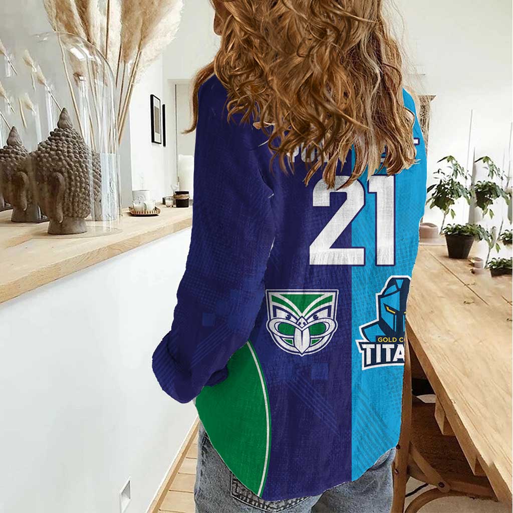 Custom Warriors-Titans Women Casual Shirt Together Sporty Style