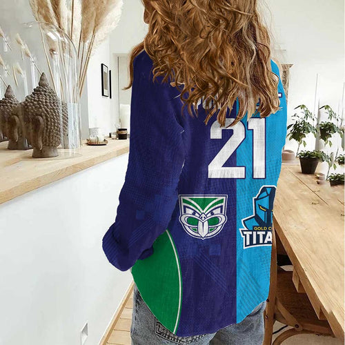 Custom Warriors-Titans Women Casual Shirt Together Sporty Style