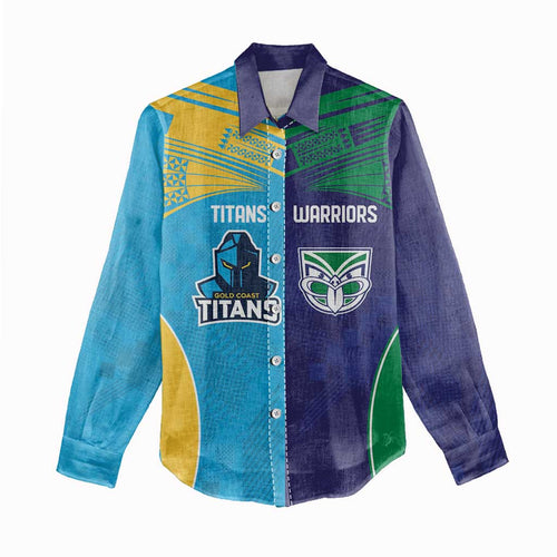 Custom Warriors-Titans Women Casual Shirt Together Sporty Style