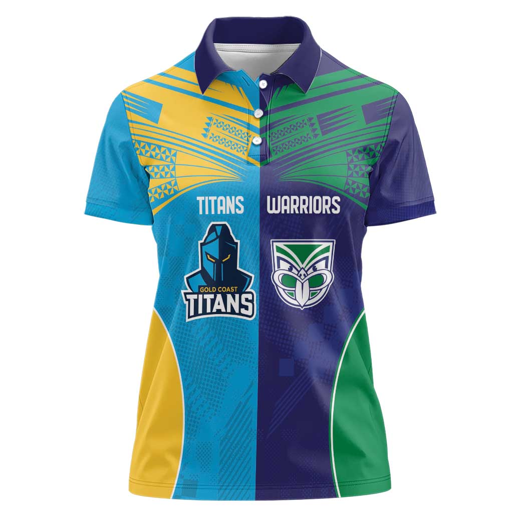 Custom Warriors-Titans Women Polo Shirt Together Sporty Style