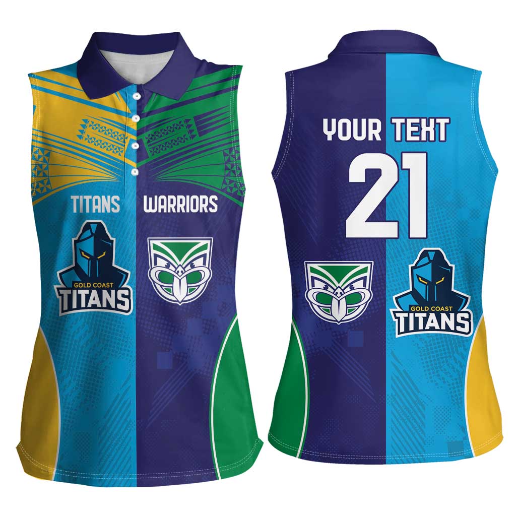Custom Warriors-Titans Women Sleeveless Polo Shirt Together Sporty Style