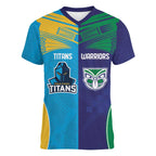Custom Warriors-Titans Women V-Neck T-Shirt Together Sporty Style