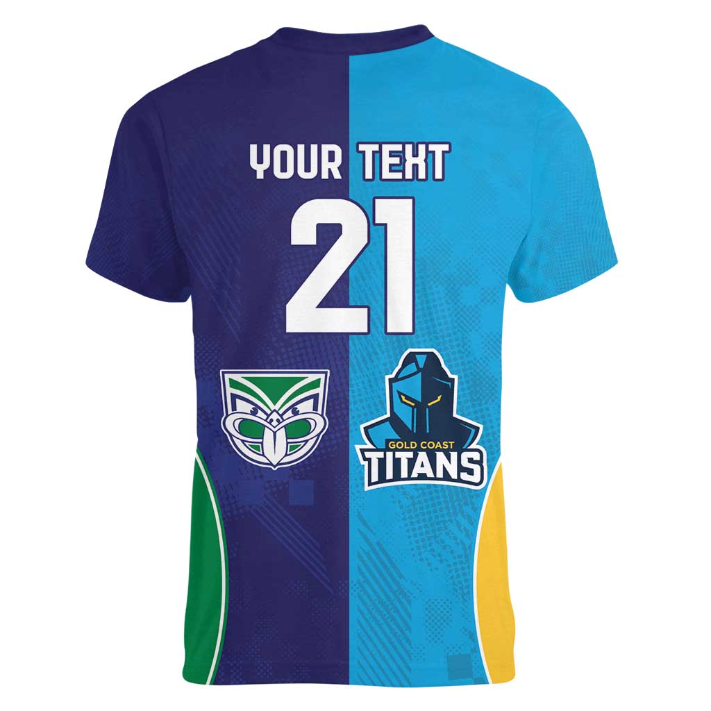 Custom Warriors-Titans Women V-Neck T-Shirt Together Sporty Style
