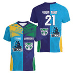 Custom Warriors-Titans Women V-Neck T-Shirt Together Sporty Style