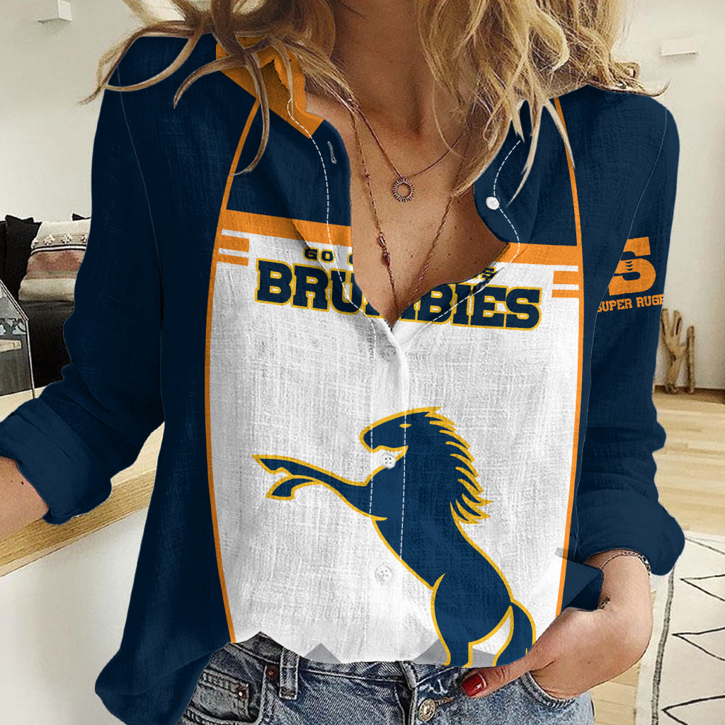 (Custom Text And Number) Brumbies Super Rugby Women Casual Shirt Brumbies Go Champions 2023 LT9