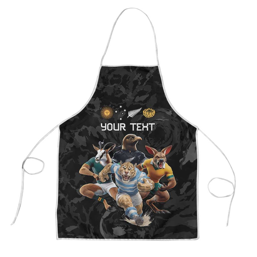 Custom Rugby Southern Hemisphere Apron Argentina AUNZ South Africa Mascot Black - Aussie Hoodie
