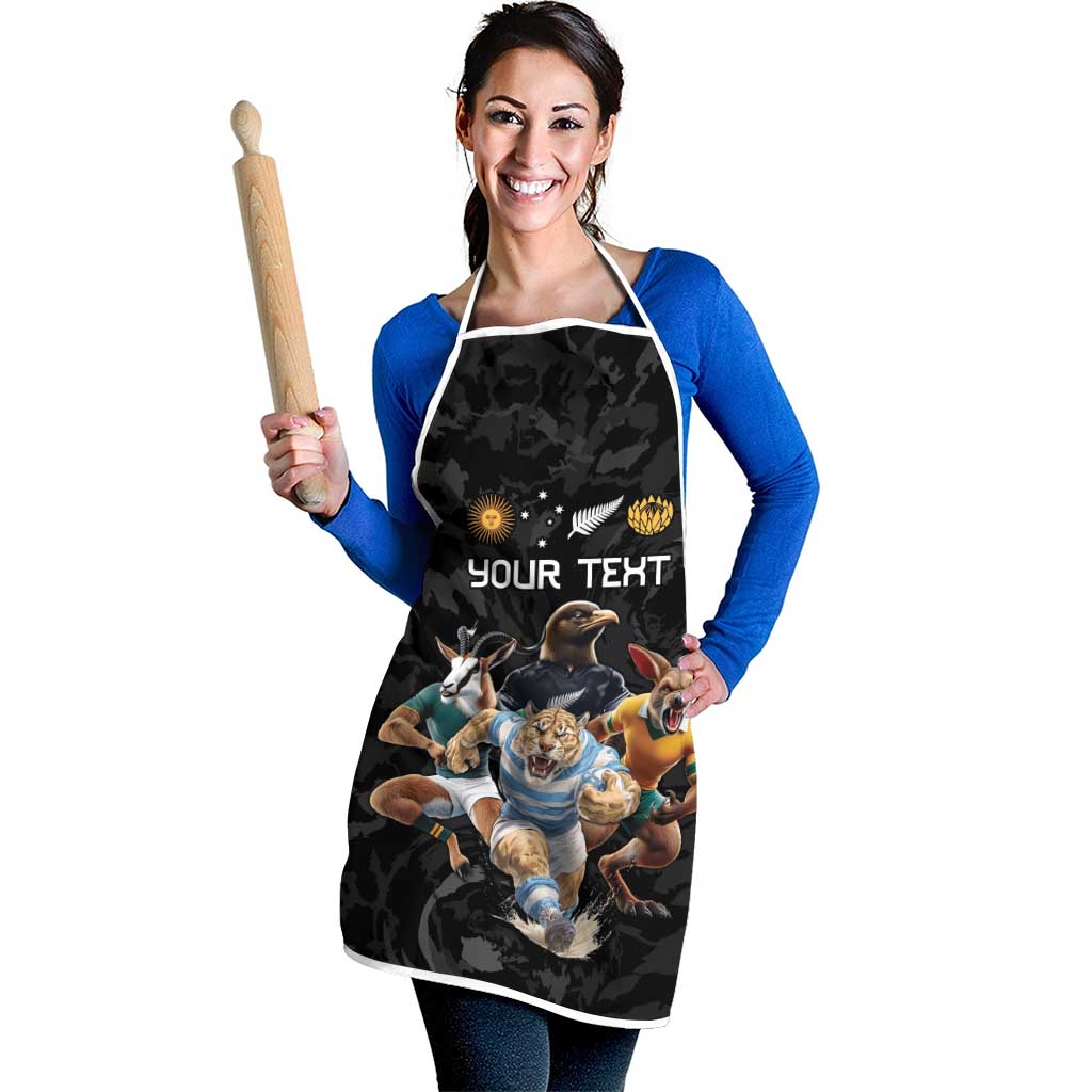 Custom Rugby Southern Hemisphere Apron Argentina AUNZ South Africa Mascot Black - Aussie Hoodie