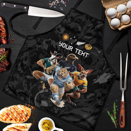 Custom Rugby Southern Hemisphere Apron Argentina AUNZ South Africa Mascot Black - Aussie Hoodie