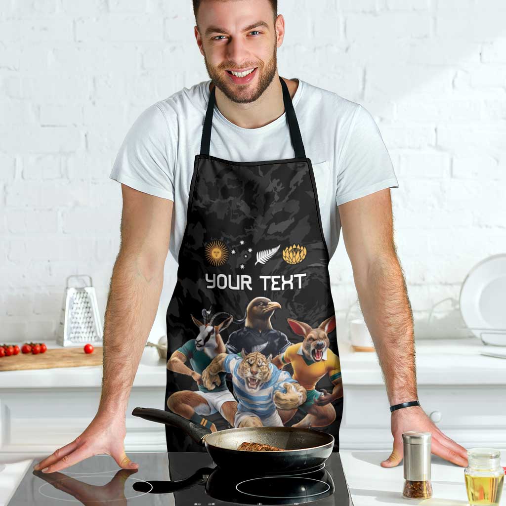 Custom Rugby Southern Hemisphere Apron Argentina AUNZ South Africa Mascot Black - Aussie Hoodie
