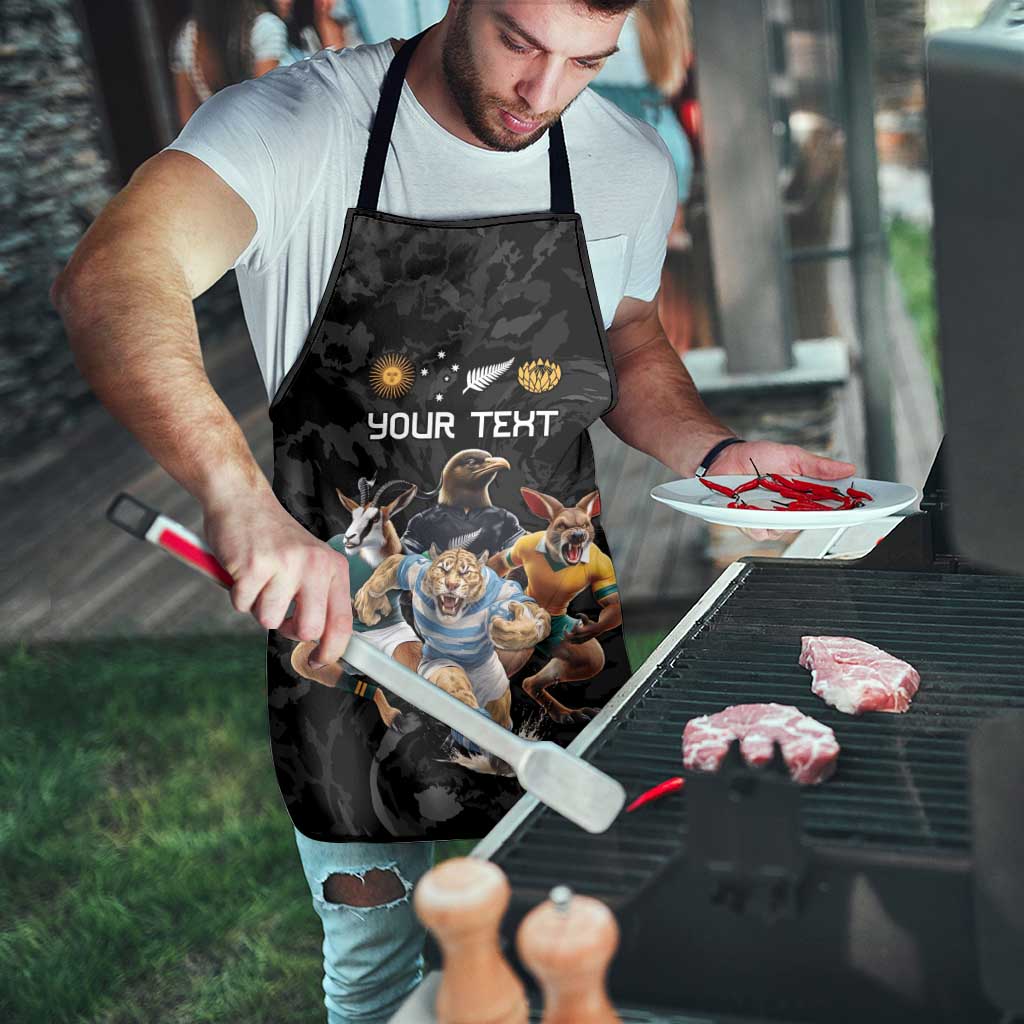 Custom Rugby Southern Hemisphere Apron Argentina AUNZ South Africa Mascot Black - Aussie Hoodie