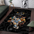 Custom Rugby Southern Hemisphere Area Rug Argentina AUNZ South Africa Mascot Black - Aussie Hoodie